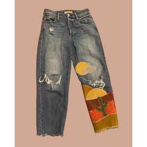 Upcycled Size 6 Desert Landscape Jeans